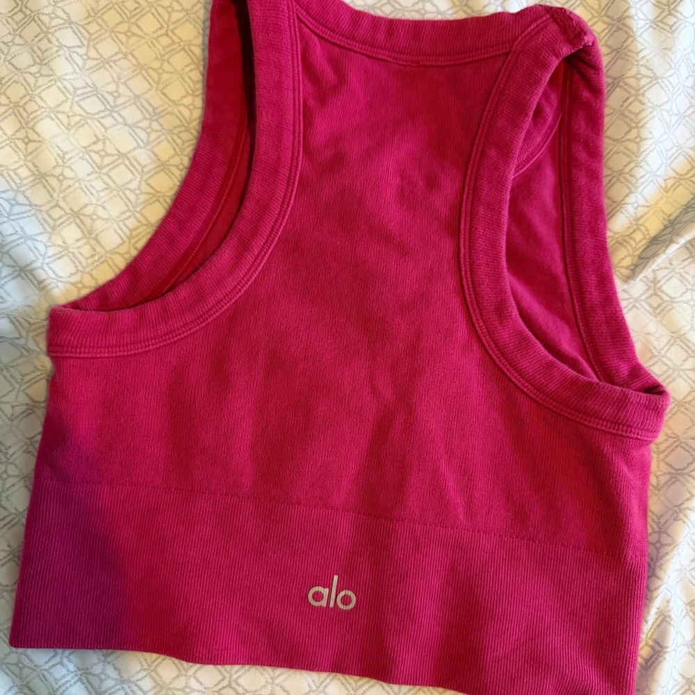 ALO Yoga Fuchsia Pink Crop Sports Tank Top
